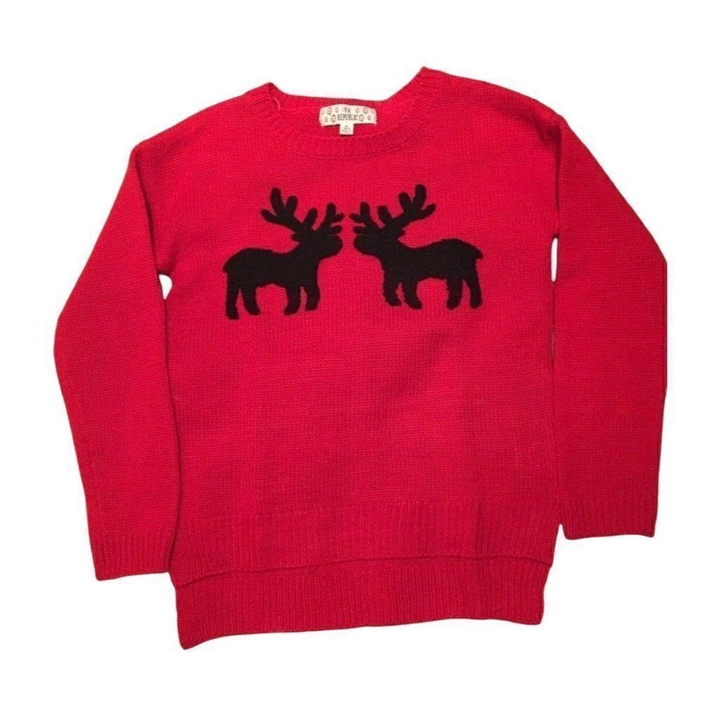 Pink republic red moose sweater size M